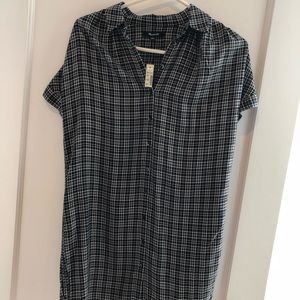 *NWT* Madewell Black Plaid Shirtdress, XS